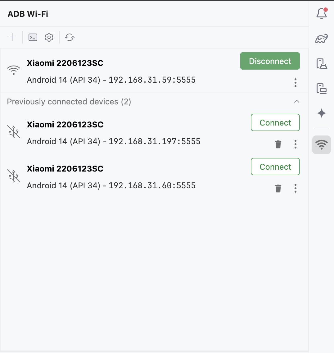 adb Wi-Fi connnected a device