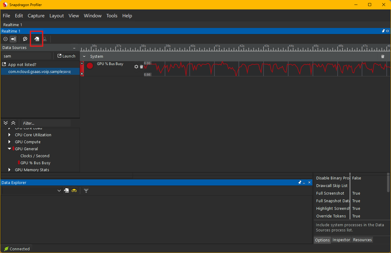 Snapdragon profiler export